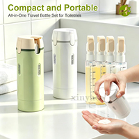 Flacon distributeur de voyage 4-en-1 personnalisé avec logo – Bouteille de recharge portable anti-fuite pour cosmétiques et compléments – Kit de voyage