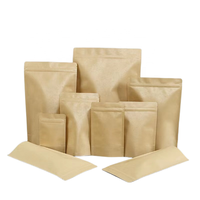 Sac en papier kraft brun nature emballage de poudre de thé à café doublé de papier d'aluminium pochettes debout en papier kraft uni refermable