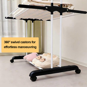 Séchoirs à <span class=keywords><strong>linge</strong></span> pliables portables mobiles d'intérieur pour vêtements Séchoir à <span class=keywords><strong>linge</strong></span> rétractable avec roulettes - Product Image 3