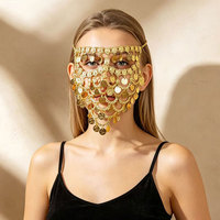 Nouvelle Chaîne de Visage Style Exotique avec Pendentifs Monnaie et Pompons pour Spectacles, Fêtes et Danse Mystérieuse