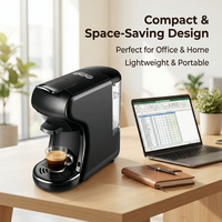 Cafetera de Cápsulas de 19 Bares, 3 en 1, Compatible con Cápsulas y Café Molido, Color Negro, para Uso Doméstico y Hotelero