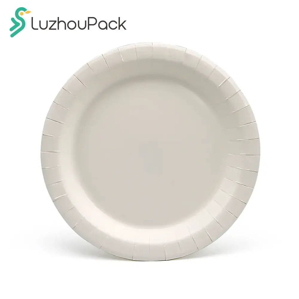 LuzhouPack Cheap Custom Printed 6 9 10 12 Inch Eco Friendly Compostable Restaurant Party Kraft Disposable Paper Dish Plates