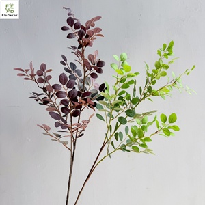 Bouquet Feuilles Automne Artificielles 6 Pièces - Eucalyptus Faux Couleur Caramel, Tiges Réglables 60 Cm - Décoration Mariage, Maison, Bureau - 4