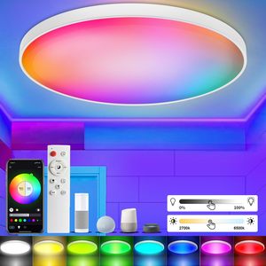 30 Wát tuôn ra Led RGB <span class=keywords><strong>colour</strong></span> thay đổi tương thích thông minh Vòng trần chiếu sáng 2700-6500K Led trần ánh sáng với điều khiển từ xa - Product Image 1