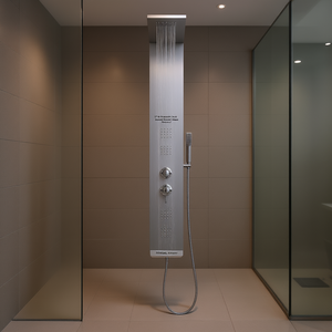 Panel de Ducha de Lluvia de Acero Inoxidable EPOOCA de 57 Pulgadas, Montaje en Pared, Diseño Contemporáneo, Acabado Cepillado - Product Image 2