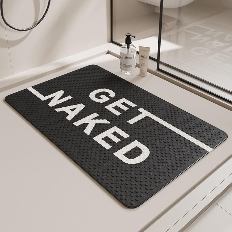 Alfombra de baño con ventosa - Negro sin costuras