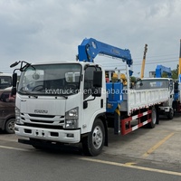 Grue montée sur camion de fabrication chinoise, 4 tonnes, flèche télescopique, mobile, hydraulique, avec châssis Isuzu