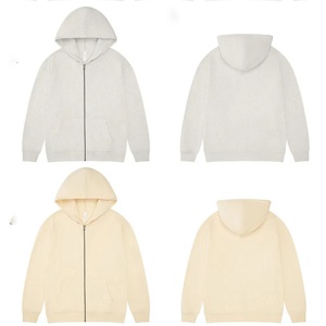 High Quality Eco-Friendly Sustainable Heavyweight Cotton Solid <b>Black</b> <b>Fleece</b> Autumn Oversized Zip-Up Hoodies Custom Logo Print - Product Image 3