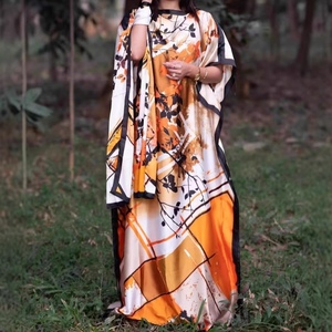 فستان نسائي طويل على الطراز الأفريقي مطبوع بأكمام قصيرة، عباية ورداء إسلامي، قفطان شرق أوسطي من أزياء Sehe - Product Image 4