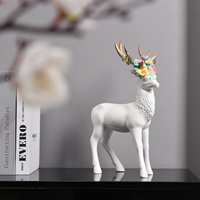 Artisanat Décoration de style nordique Sculpture d'élis Figurine Décoration de salon Décoration de maison Statue de cerf blanc Famille de cerfs Ornement artisanal
