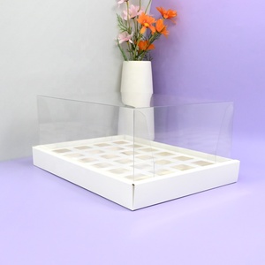 Xjh 6/12/24 Lỗ Rõ Ràng Nhựa Cupcake Tráng Miệng Shooter Hộp Mini Vuông Thông Tư Tráng Miệng Cup Bánh Hộp Cho Bánh Thực Phẩm - Product Image 5