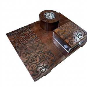 Quemador de incienso especial para Ramadán, bandeja Madkhan con caja de acrílico y grabado de caligrafía islámica por United Trade World - Product Image 1