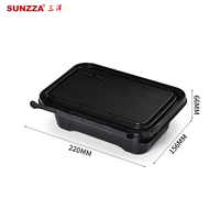 Caja de comida de plástico PP para microondas Sunzza, caja de almacenamiento de alimentos rectangular desechable, Bento/fiambrera para llevar