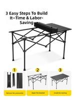Table de camping pliable multi-usage avec plateau stable pour barbecue en plein air, pique-nique, repos en bord de route, événements en arrière-cour