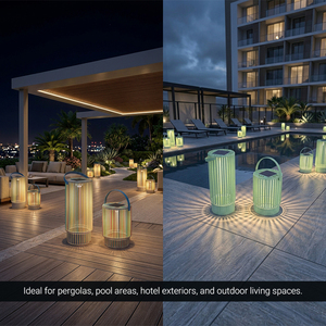 Lámpara de suelo de ratán para exteriores con LED solar IP65, fácil de instalar, con logotipo personalizado, marca Sigarten <span class=keywords><strong>Cora</strong></span> S L, para jardín. - Product Image 2