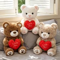 Ours en peluche mignon avec cœur, animal en peluche doux, ours d'amour pour la Saint-Valentin, poupée en fourrure rose pour les détaillants de jouets en gros