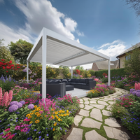 Pergola moderne en aluminium 6063-T6 robuste avec stores et écran, finition thermolaquée, ambiance élégante pour terrasse de villa haut de gamme