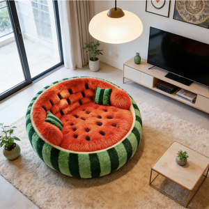 Canapé-lit en peluche en forme de pastèque, canapé rond géant moelleux, meubles de fruits originaux et créatifs pour la décoration du salon - Product Image 6