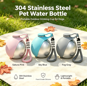 Bouteille d'eau portable pour chien en acier inoxydable 304, gobelet à boire pour animaux de compagnie pour les promenades - Product Image 1