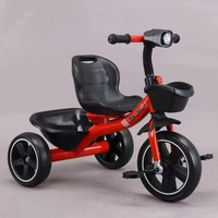 Tricycle en métal pour enfants, poussette pour bébé de 1 à 3 ans, vélo à pédales avec musique, tricycle 3-en-1 pour enfants, chariot pour tout-petits