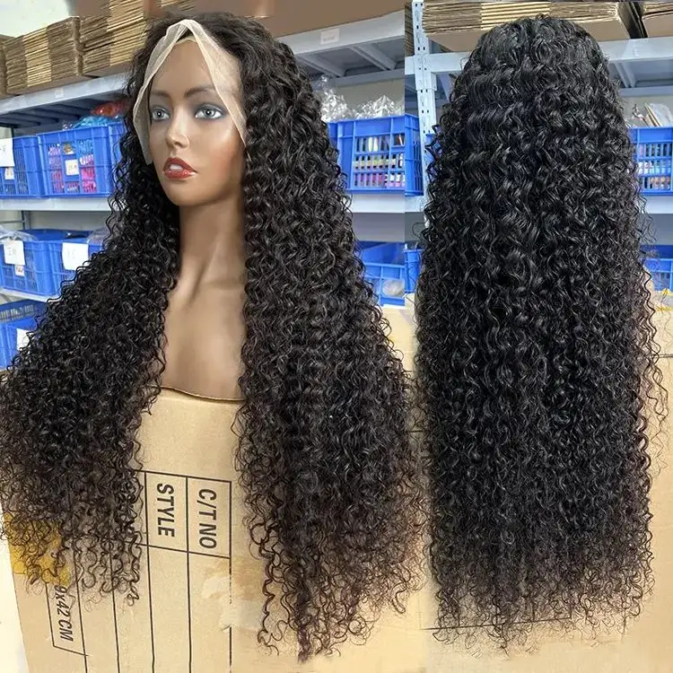 Wholesale cuticle aligned raw indian human hair wigs for black women  Water wave hd lace frontal wigs human hair lace front