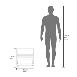 Comodino Vance da 20 pollici con un cassetto e ruote, mobile per camera da letto, in rovere naturale - Product Image 4