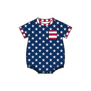 Tenues décontractées pour bébé garçon avec imprimé étoiles du 4 juillet, combinaison à bulles, assorties pour frères, nouveaux designs, 95% coton, vêtements pour enfants - Product Image 2