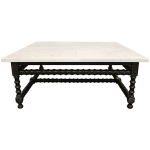 Tavolino quadrato HMS 48 \ "bianco e nero in vero marmo e legno massello - Product Image 1