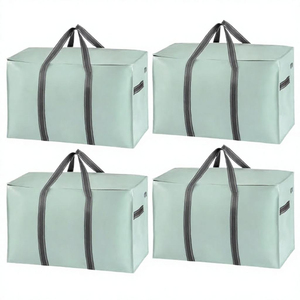 Set di 4 Sacchi Portaoggetti Pieghevoli in Polipropilene VENO da 102 Litri con Manici Robusti e Cerniera (Verde Chiaro) per Soggiorno e Abbigliamento - Product Image 5
