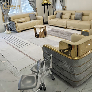 طقم كنب مقطعي من HAOYU Furniture بتصميم إيطالي لغرفة المعيشة، أريكة فاخرة من الجلد الطبيعي باللون البني بمقعد واحد ومقعدين وثلاثة مقاعد - Product Image 3