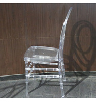 Foshan usine directe en stock hôtel amovible chaise en plastique acrylique mariage dossier en cristal