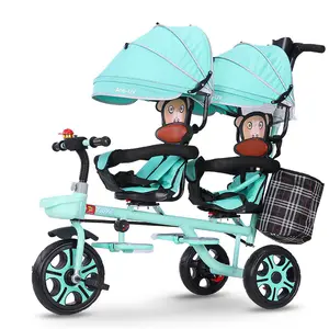 Cochecito doble de alta calidad para niños, triciclo de dos plazas para pasear, venta al por mayor - Product Image 1