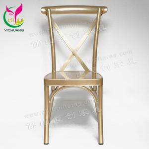 Muebles de boda comedor banquete apilable de aluminio de oro <span class=keywords><strong>Cruz</strong></span> Silla de comedor con cojín extraíble - Product Image 3