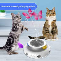 Paquete de Juguetes para Gatos Petop 3 en 1, Juguete Automático Recargable por USB con Pluma de Mariposa que se Mueve al Activarse
