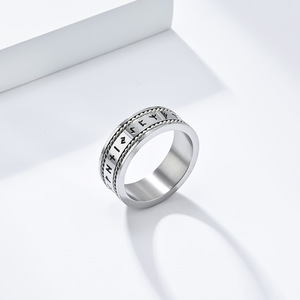 Nordic Viking Letter <b>Rings</b> <b>Titanium</b> Steel Men's Jewelry Gift Antique Silver <b>Black</b> Steel Color Fashion <b>Rings</b> - Product Image 3