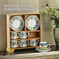 JADE Nouvel ensemble de tasses en porcelaine de style chinois 6 tasses et assiettes Tasse à thé et à café Cadeau d'affaires pour fête Poignée