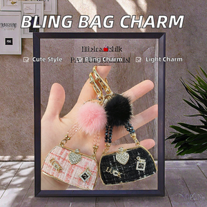 Mode mignon Bling cristal strass 3D Mini femmes <span class=keywords><strong>sac</strong></span> à <span class=keywords><strong>main</strong></span> porte-clés Girly porte-clés pendentif breloques pour sacs et porte-clés - Product Image 2