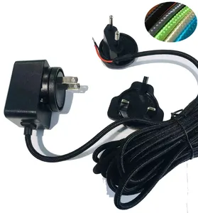 AC To DC12V600mA 12V660mA 8W Customized Adapter With 4.5M Synthetic Braided Cable Stripped and Tinned