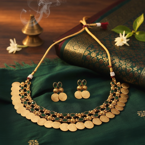 Super Quality Traditional Gold-Plated Coin Necklace <b>Set</b> <b>Crystal</b> Rhinestone Ethnic Style Flower Design Women's Jewelry Engagement - Product Image 3