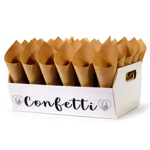 Plateau de mariage en papier kraft Confetti Cone Stand Box pour cônes de décoration de mariage