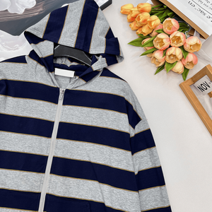 Sweat à capuche zippé en tricot rayé pour homme, décontracté, à manches longues, avec poches, pour tous les jours et les activités de plein air - Product Image 5