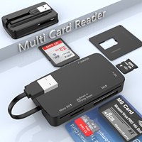 Tarjeta de memoria todo en uno 6 en 1 S/D T/F MS M2 Sim ATM IC ID Chip Lectores de tarjetas inteligentes Lectores de tarjetas USB de 6 ranuras
