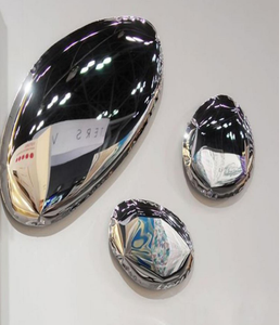 Ensemble de sculptures murales en <span class=keywords><strong>miroir</strong></span> en forme de galets argentés irréguliers modernes pour la décoration de salon et de salle de bain de luxe - Product Image 1