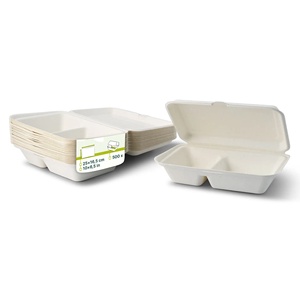 Offre Spéciale : Contenants Alimentaires en Canne à Sucre 25x16.5x6.1cm, 2 Compartiments avec Couvercle à Charnière, Forme Rectangulaire - Product Image 5