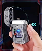 Briquet rechargeable USB coupe-vent en métal à double arc mécanique de type C avec éclairage COB pour cigarettes, cadeaux