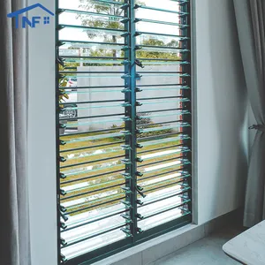 NFRC证书双层玻璃铝窗框，带阳台玻璃百叶窗