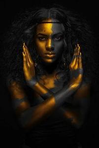 Peintures sur toile de femmes africaines nues sexy dorées, affiches et impressions d'art mural, images d'art sur toile de filles noires pour le salon - Product Image 5