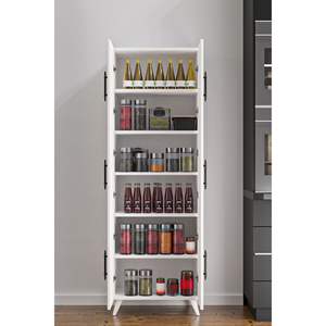 Armoire de rangement moderne à 6 portes blanche pour cuisine, multi-usages, 6 étagères, rangement pour salle de bain - Product Image 5