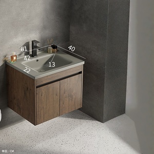 Nouvelle armoire de salle de bain intelligente couleur noyer avec lavabo en céramique pour lavage des mains - Product Image 6