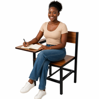 Chaise d'étudiant en bois robuste et moderne pour salle de formation, avec tablette d'écriture, vente en gros